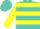 Silk - Turquoise, yellow 'L', yellow hoops on sleeves, yellow and tu
