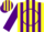 Silk - YELLOW, Yellow 'R' in Purple Circle, Purple Stripes on Slvs
