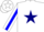 Silk - White, navy blue star on back, blue stripe on sleeves, white