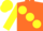 Silk - Orange, Lemon Yellow large spots, Yellow Sleeves, Orange disc, Yellow Cap