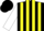 Silk - Black, Yellow Stripes on White Sleeves, Black Cap