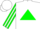 Silk - White, white 'C' in green triangle on back, green and white striped sleeves, g