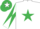 Silk - WHITE, emerald green star, diabolo on sleeves, emerald green cap, white star