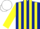 Silk - Dark Blue and Yellow stripes, Yellow sleeves, white cap
