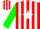 Silk - Red, White Star, White Stripes on Green sleeves