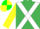 Silk - EMERALD GREEN, white cross belts, yellow sleeves, em. green & yellow quartered cap