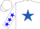 Silk - White, Royal Blue Star, Blue Stars on Sleeves, White Cap, Blue