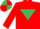 Silk - RED, emerald green inverted triangle, quartered cap