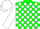 Silk - Green, white blocks on front, white sleeves, matching cap