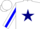 Silk - White, navy blue star on back, blue stripe on sleeves, white cap