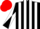 Silk - BLACK and WHITE stripes, diabolo on sleeves, RED cap