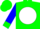 Silk - Green, Blue Goose on White disc, Green Cuffs on Blue Sle