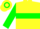 Silk - Yellow and white halves, green hoop, yellow and green hoop on sleeves,yellow, green and whit