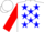 Silk - White, blue stars, red bars on sleeves, blue star on white cap
