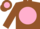 Silk - Brown, brown 'LB' on pink disc on back, b
