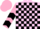 Silk - Pale Pink and Black Blocks, Pink Sleeves, Black Chevrons, Pink Cap, Black B