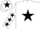 Silk - white, black star, stars on sleeves, white cap, black star