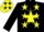 Silk - Black, with 'MB' in yellow star, three yellow stars on black sleeves, yellow and black