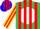 Silk - Emerald Green, White disc, Red and Blue Emblem, Yellow and Red Stripes on