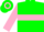Silk - Green, pink 'LI', pink hoop on sleeves, gr
