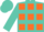 Silk - Turquoise & orange squares, matchi