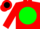 Silk - Red, Black 'LF' on Green disc, Black and Green H