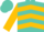 Silk - Turquoise, Gold 'M' on Back, Gold Chevrons  on Sleeves