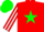 Silk - Red, Green Star, Green Sleeves, White Stripes, Green Cap