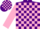 Silk - Purple,Pink 'GC'on Front and Back,Purple and Pink Blocks on sleeves