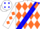 Silk - White, Blue 'AH', Blue Sash,Orange Diamonds on White Sleeve