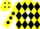 Silk - Yellow, White Diamond, Black 'R', Black Diamonds on