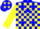 Silk - Blue and yellow blocks, blue stars on blue and yellow sleeves, blue and yellow