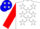 Silk - White, Blue Yolk, Blue and Red 'JR', White Stars on Red Sleeves