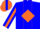 Silk - Blue, Blue 'P/P' on Orange Diamond, Orange Diamond Stripe o