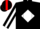 Silk - Black, Black 'A' on White Framed Red Diamond, White Diamond Stripe on Black Strip