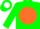 Silk - GREEN, White 'C' on Orange disc, Orang