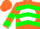 Silk - Orange, White disc, Orange 'H', Green Chevrons on White