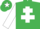 Silk - EMERALD GREEN, white cross of lorraine & sleeves, white star on cap