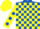 Silk - Royal Blue and Yellow check, Yellow sleeves, Royal Blue spots, Yellow cap