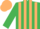 Silk - Emerald Green and Beige stripes, Beige cap