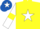 Silk - yellow, white star, white sleeves, yellow armlets, royal blue cap, white star