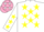 Silk - White, Pink and Yellow 'M/M', Navy, Pink and Yellow Stars on S