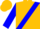 Silk - Gold and Red Diagonal Halves, Gold 'WD' on Blue Sash, Blue Sleeves