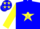 Silk - BLUE, blue 'R' on yellow star, blue stars on yellow sleeves