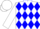 Silk - WHITE, blue diamonds, blue stripe on white sleeves, white cap