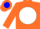 Silk - Orange and blue halves, orange 'TK' on white disc,