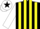 Silk - BLACK, Yellow stripes, White sleeves, White cap black star