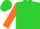 Silk - LIME GREEN, orange circled 'A', orange sleeves