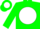 Silk - Green, green 'GRA' on white disc, white bars on s