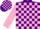 Silk - Purple,Pink 'GC'on Front and Back,Purple and Pink Blocks on Sleeves